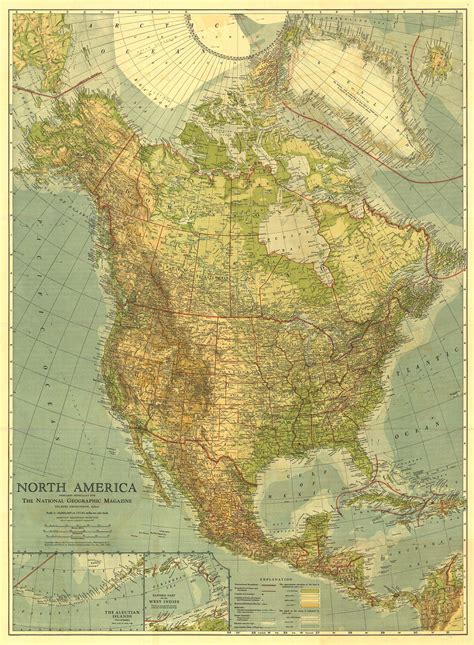 North America 1924 Wall Map By National Geographic Mapsales
