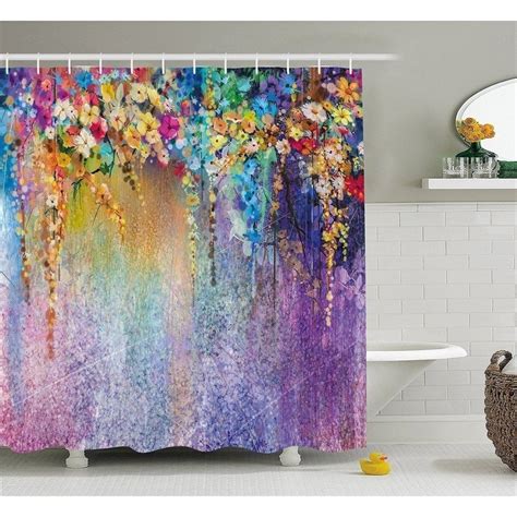 Ln 1 Piece Watercolor Floral Pattern Shower Curtain