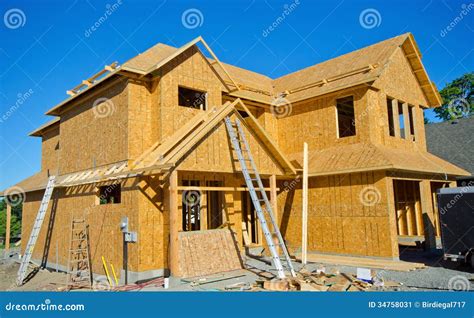 House Wood Frame Construction Stock Image Image Of Plywood Estate
