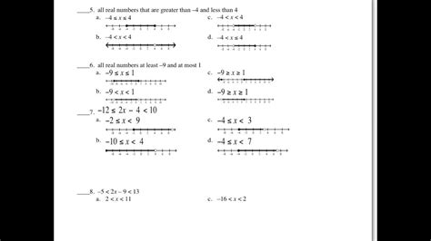Solving and graphing inequalities worksheet answer key. Answers to inequalities worksheet - YouTube