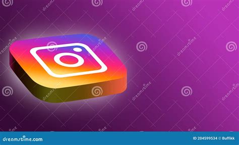 Instagram Logo Icon On Button 3d Rendering Background Editorial Stock