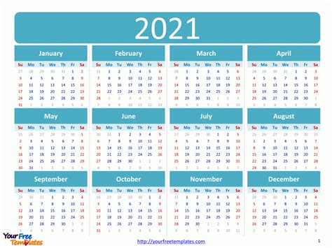 Calender 12 Month Free Printable 2021 Calendar With Holidays Free