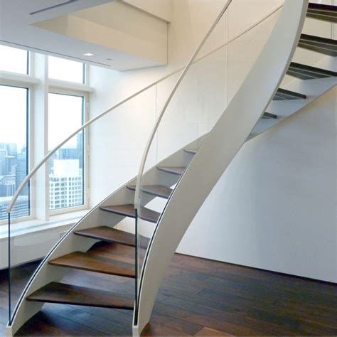 Fashion Design Indoor Plate Stringer Beam Curved Stairs Arc Staircase