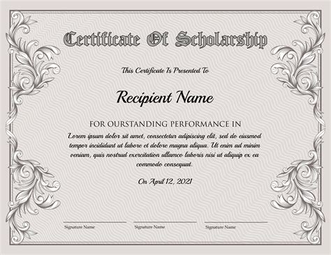 Editable Certificate Of Scholarship Template Printable Etsy