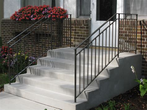 These posts will hold the tension for your lines of cable and attach to cable railing systems for decks. Exterior Step Railings - O'Brien Ornamental Iron