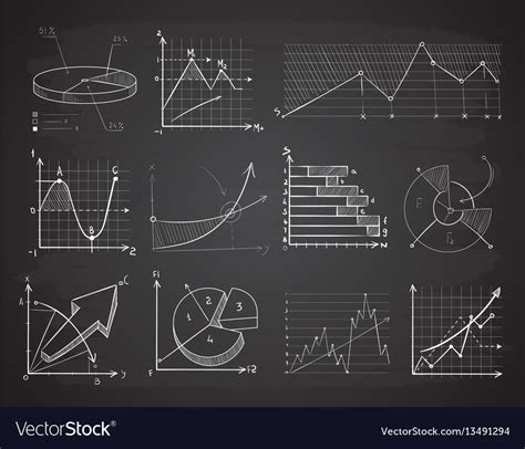 Hand Drawn Finance Business Charts Diagrams Pie Vector Image