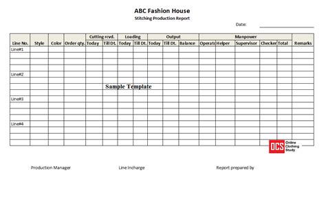 Daily Production Report Sheet