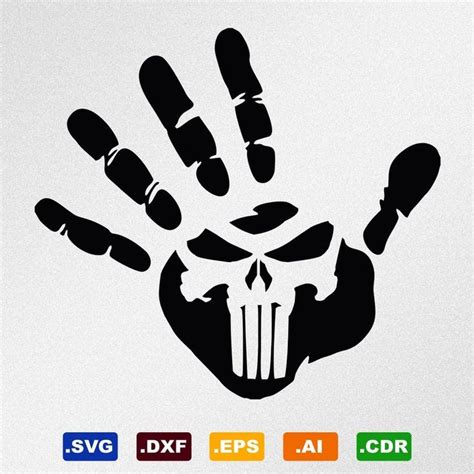 Hand Print Punisher Svg Dxf Eps Ai Cdr Vector Files For Etsy In 2020
