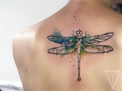 Dragonfly In Geometric Watercolor From Miss Pank Dragonfly Tattoo