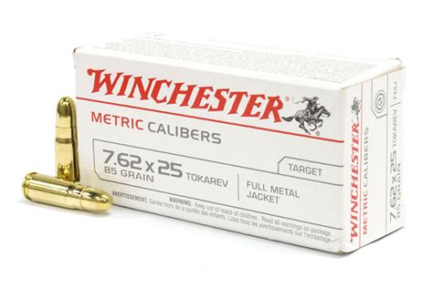 Winchester 762x25 Tokarev 85 Gr Fmj 50box Sportsmans Outdoor