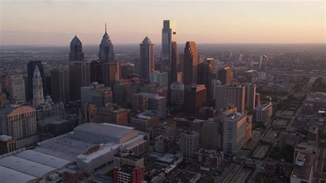 5k Stock Footage Aerial Video Approaching Downtown Philadelphias Giant