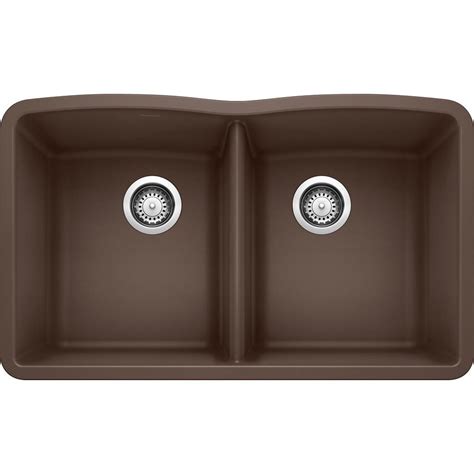 1 hole composite double bowl dual mount kitchen sink in anthracite. Blanco DIAMOND Undermount Granite Composite 32.06 in. 50 ...