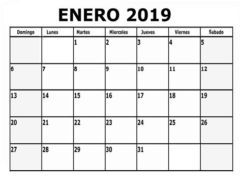 Calendario Enero 2019 Para Imprimir Calendario Enero Enero Calendario