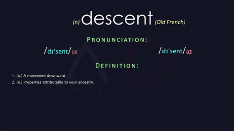 Descent Meaning And Pronunciation Audio Dictionary Youtube