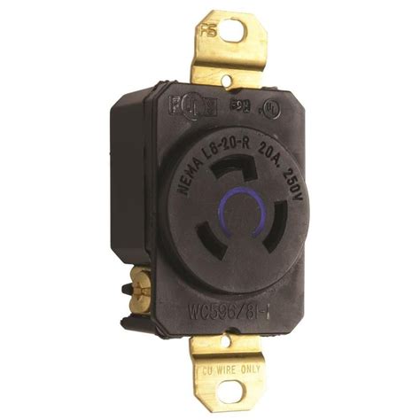 Pass And Seymourlegrand 250 Volt 20 Amp Black Locking Electrical Outlet