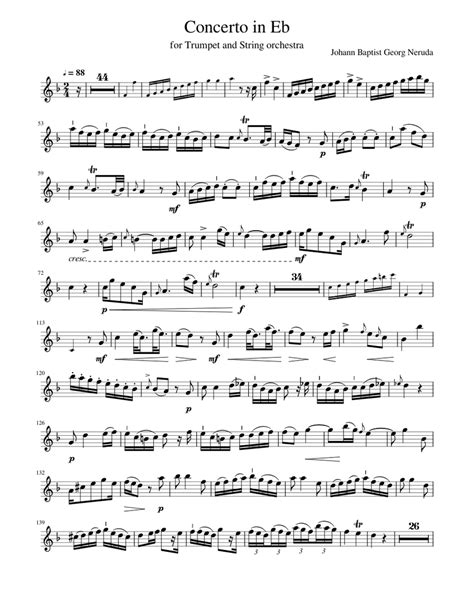 Neruda Concerto In Eb Major 1 Movement Sheet Music For Trumpet In B