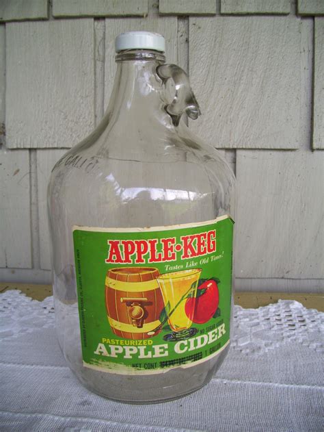 Vintage One Gallon Apple Cider Glass Jug With Finger Handle Etsy