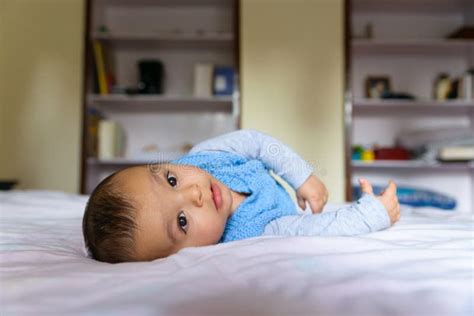Eurasian Baby On Bed Stock Image Image Of Eurasian 110926233