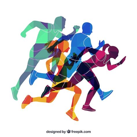 Premium Vector Colored Silhouettes Of Runners