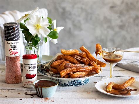 Cape Herb Churros With Chilli Chocolate And Salted Butterscotch