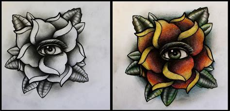 Rose With Eye Tattoo Design By Thirteen7s On Deviantart