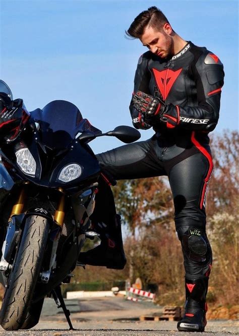 Pin By Leather Biker On Men Riders Motorcycle Leathers Suit Motorcycle Outfit Bike Suit