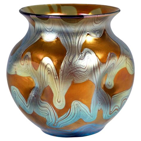 Stunning Pair Of Blue Vases Glass Bronze Circa 1900 Jugendstil