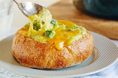 Panera Bread Recipes Cheesy Broccoli Soup In A Panera Bread Bowl