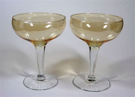 Vintage Gold Tinted Champagne Glasses