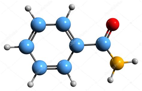 Imagen 3d De La Fórmula Esquelética De La Benzamida Estructura Química
