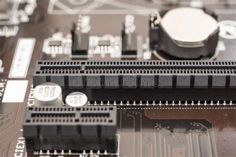 Pci Connector Slot On Motherboard Stock Image Image Of Network