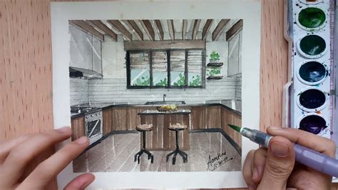 Kitchen Interior Watercolor Painting Aces Art Youtube