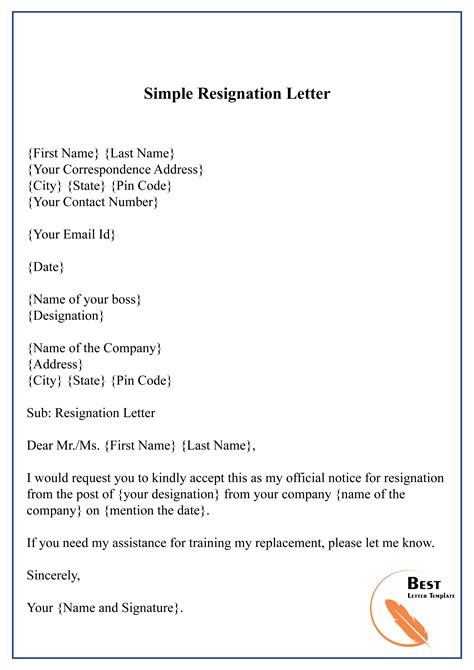 New Simple Resignation Letter Sample Download Resignation Letter Porn Sex Picture
