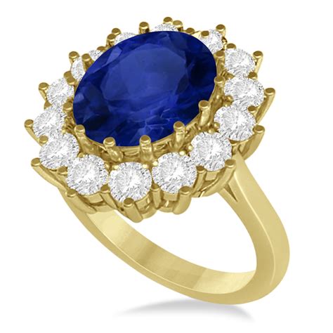 Oval Blue Sapphire And Diamond Accented Ring 14k Yellow Gold 540ct Ad1468
