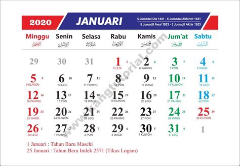 Tidak menggunakan bahan dasar kertas, desain kalender unik yang satu ini tergolong cukup langka dijumpai di indonesia. Terpopuler 38+ Kalender Jawa Januari 2020