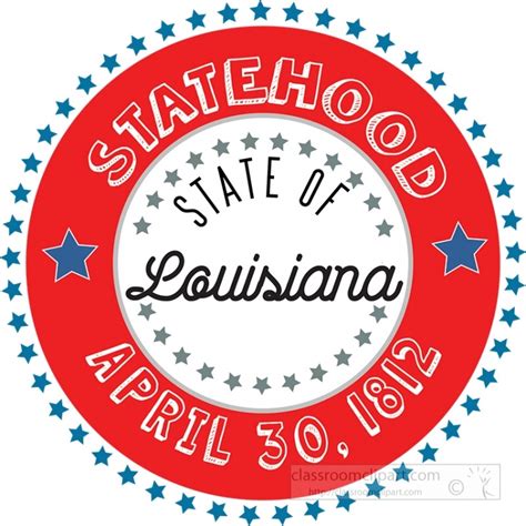 Louisiana Statehood 1812 Date Statehood Round Style With Stars C