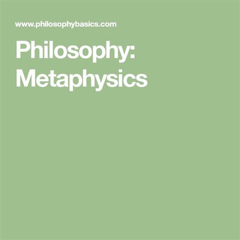 Philosophy Metaphysics Philosophy Metaphysics Understanding