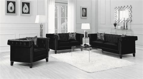 Reventlow Modern Black Velvet Living Room Set Kfrooms