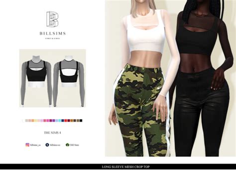 Long Sleeve Mesh Crop Top By Bill Sims From Tsr • Sims 4 Downloads
