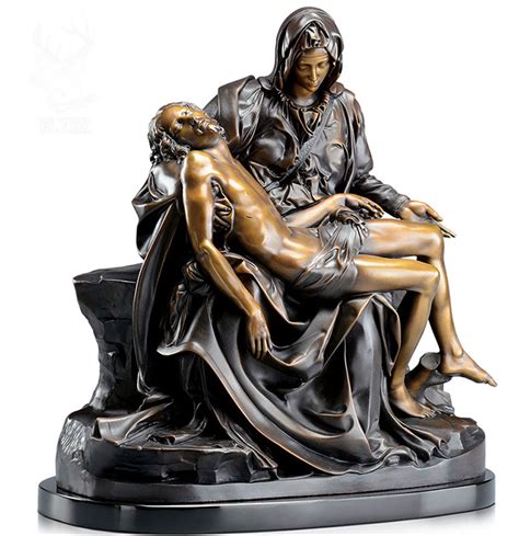 Famous Michelangelo Pieta Statue Of Mary Holding Jesus Bronze Religious