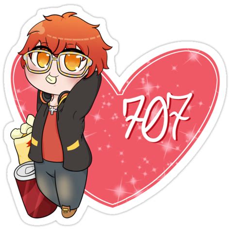 Mystic Messenger Chibi 707 Stickers By Muffinnfairy Redbubble