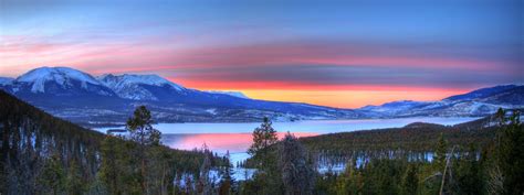 Sunset Over Winter Lake Hd Wallpaper Background Image