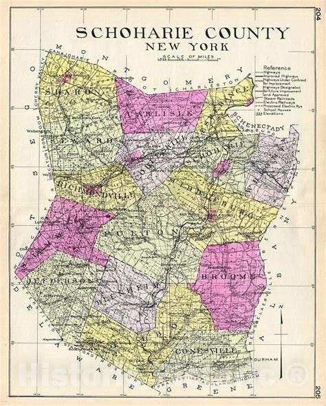 Historic Map Century Map Of Schoharie County New York 1912 Vintage
