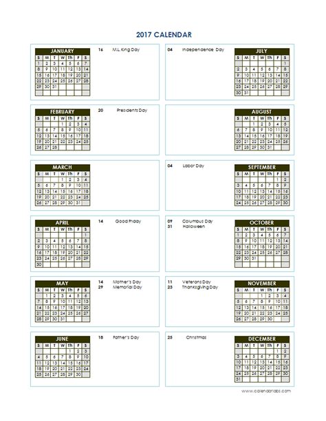 2017 Yearly Calendar Template Vertical 02 Free Printable Templates