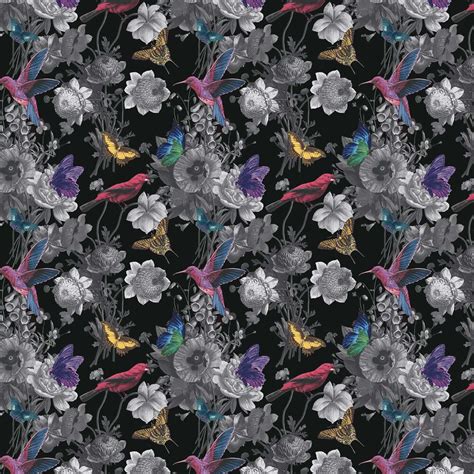 Our patterns range from delicate blossoms to roses in bloom and come in colours including dusty pink, lilacs, blue and green. Jardin Black wallpaper by Graham & Brown | Floral wallpaper, Flower wallpaper, Brown wallpaper