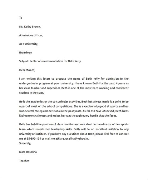 Free 7 Sample College Recommendation Letter Templates In Pdf Ms Word