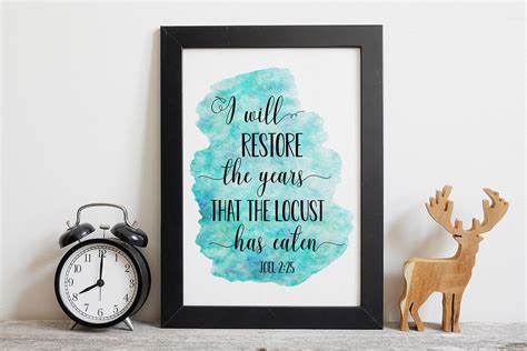 I Will Restore The Years Joel 225 Bible Verse Printable Etsy