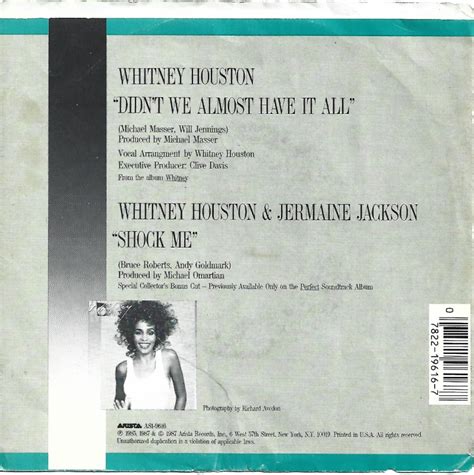 Whitney Houston Didnt We Almost Have It All Single Oldshop