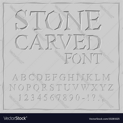 Stone Carved Font Alphabet On Rock Plate Chips Vector Image