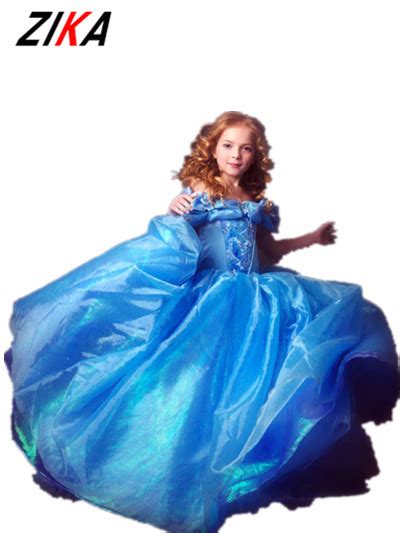 Zika 2017 New Cinderella Girl Dress Princess Blue Girls Dress Cosplay Carnival Costumes Fairy